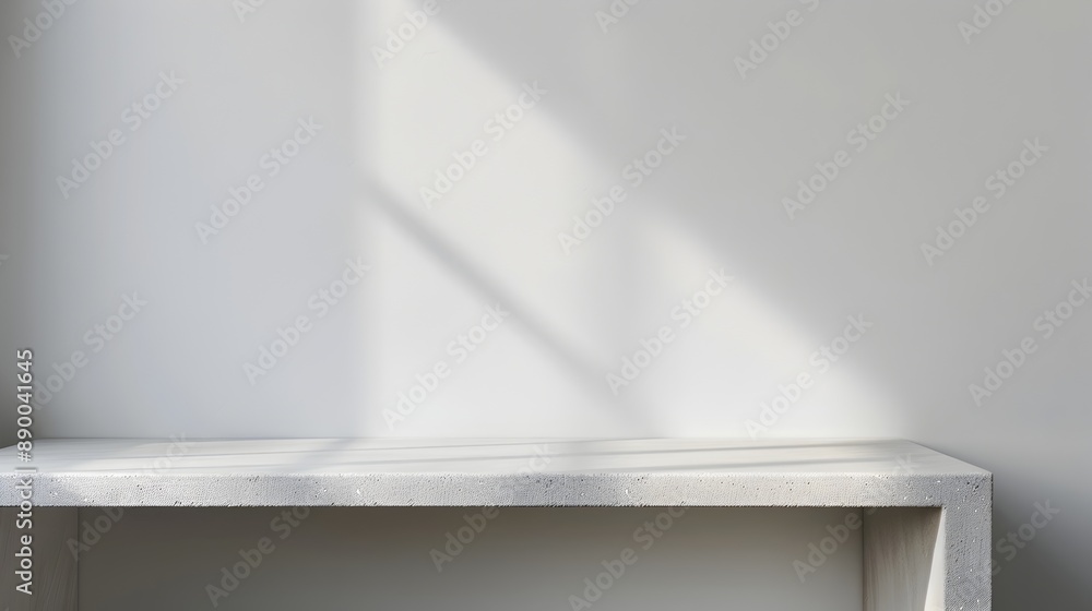Poster Minimalist Table with Bright Backdrop and Clean Lines for Product Display and Copy Space