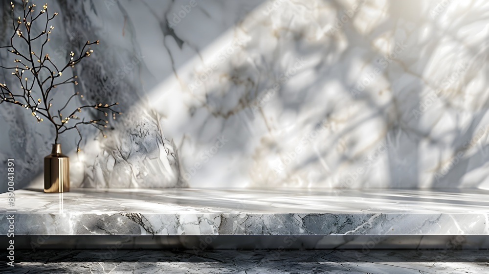Poster elegant marble table in luxurious setting with sophisticated decor and empty surface for high end pr