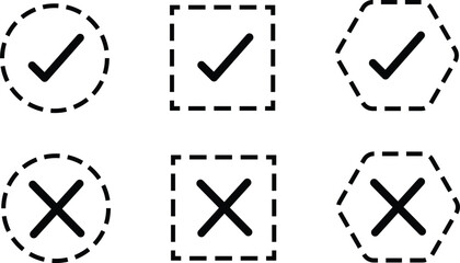 Fototapeta premium 8 Checkbox icon Dotted line set, thin line vector, editable stroke