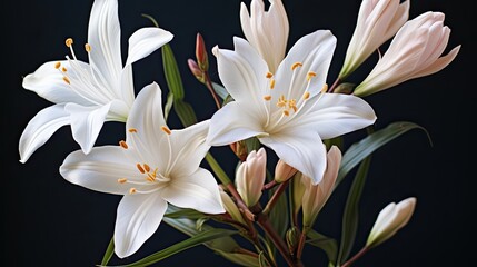 Fototapeta premium white lilies on black