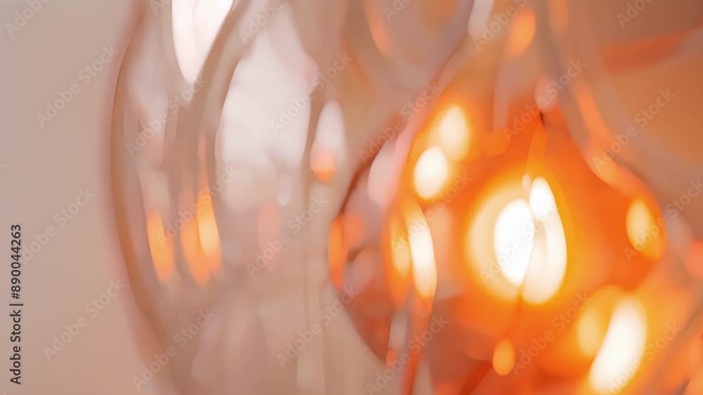 Poster a floor lamp designed to mimic an inflatable beach ball with a glowing inner core visible through it