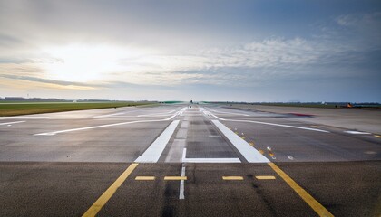 Fototapeta premium 비행기가 날아다니는 공항 활주로