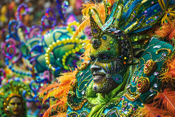Fototapeta premium Rio de Janeiro Carnival with sambodromos, dances and lots of partying in Brazil