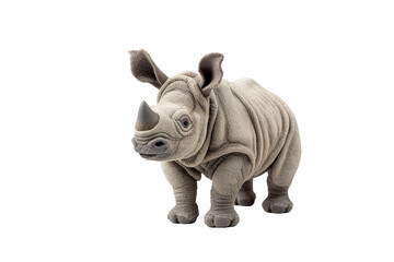 Fototapeta premium A Young Rhino's Curious Gaze on a Sunny Afternoon on a Clear PNG or White Background.