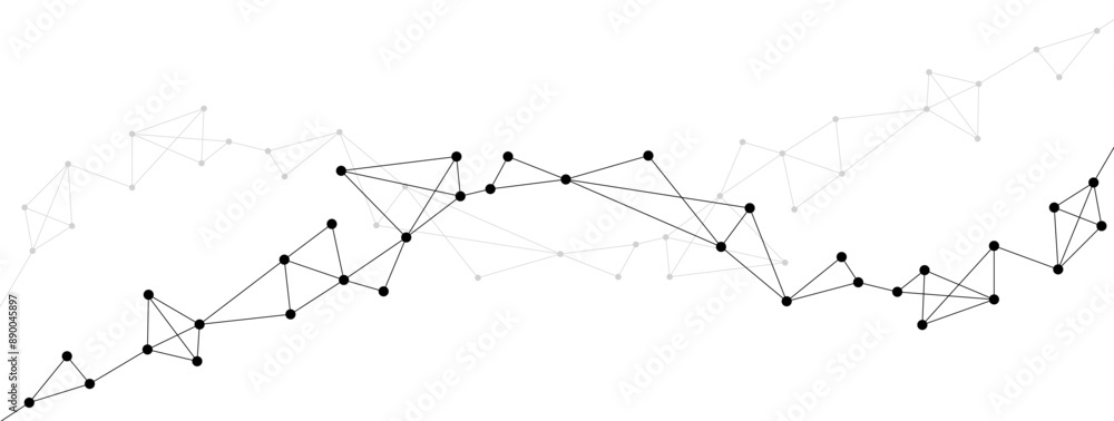 Leinwandbilder Minimalist polygonal network connect lines and dots background template. Technology data transfer server global system graphic vector.	
