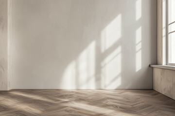 Empty room interiors in warm neutral colors with day lighting, minimal furniture and copy space. Conceptual Interiors design composition image for Real Estate