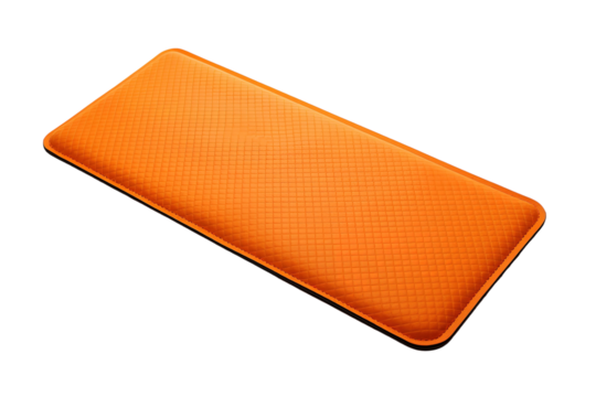 A Bright Orange Inflatable Sleeping Pad Ready for an Outdoor Adventure on a Clear PNG or White Background.