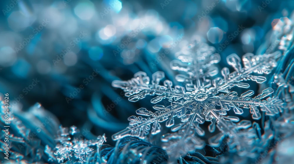 Poster a macro shot captures a snowflake's intricate, delicate patterns with stunning clarity and complexit