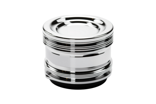 Chrome-Plated Faucet Aerator With Multiple Ridges on a Clear PNG or White Background.