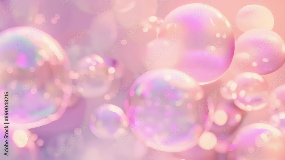 Poster amidst a backdrop of soft pastel bubbles a series of elegant and refined icons appear to softly floa