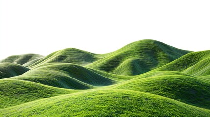 Panoramic green hills isolated on a white background.
