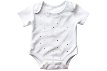 A Tiny Constellation of Dots on a White Baby Bodysuit on a Clear PNG or White Background.