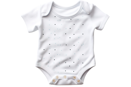 A Tiny Constellation of Dots on a White Baby Bodysuit on a Clear PNG or White Background.