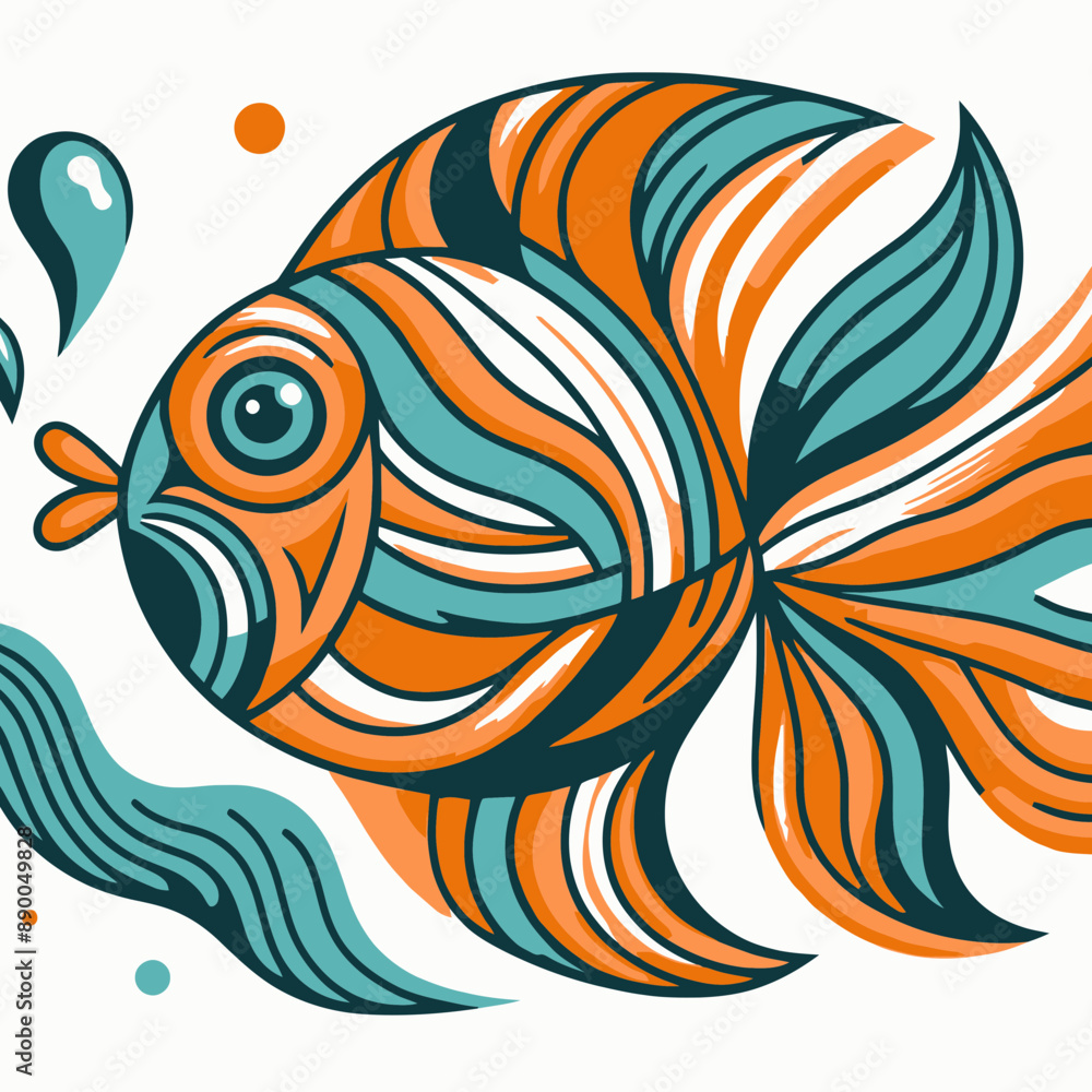 Wall mural illustration of a goldfish