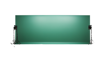 A Professional Green Screen Backdrop In A Modern Studio on a Clear PNG or White Background.