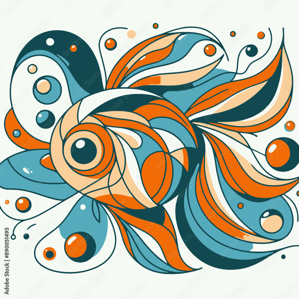 Wall mural illustration of a fish