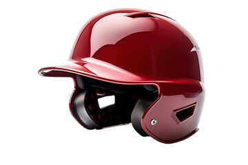 Fototapeta premium A Crimson Batting Helmet Ready for the Game on a Clear PNG or White Background.