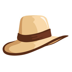 Beige fedora hat vector illustration, wide bream fedora hat isolated on white background