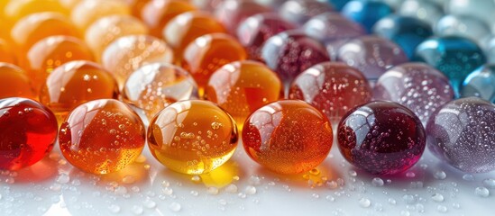 Colorful Glass Marbles with Water Drops