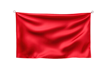 A Vibrant Red Banner Hung Against a Pristine White Background on a Clear PNG or White Background.