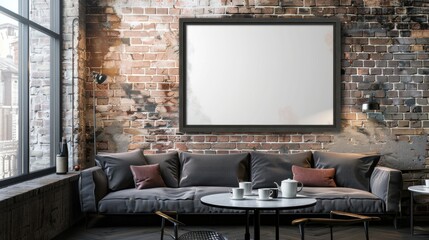 Industrial Living Room with a Blank Canvas