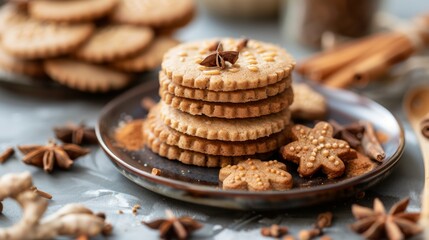 Fototapeta premium The national cuisine of France. Cookies with Dijon mustard, ginger and cinnamon. 