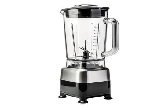 A Stainless Steel Blender Ready To Transform Ingredients Into Smoothies on a Clear PNG or White Background.