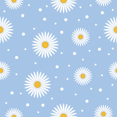 White Daisies Flowers Seamless Pattern
