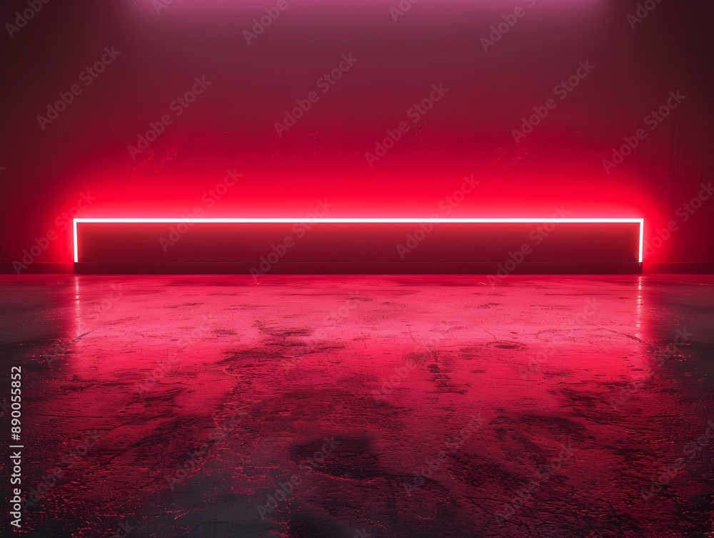 Poster dynamic neon red backdrop with gradient glow for electronics and product concepts