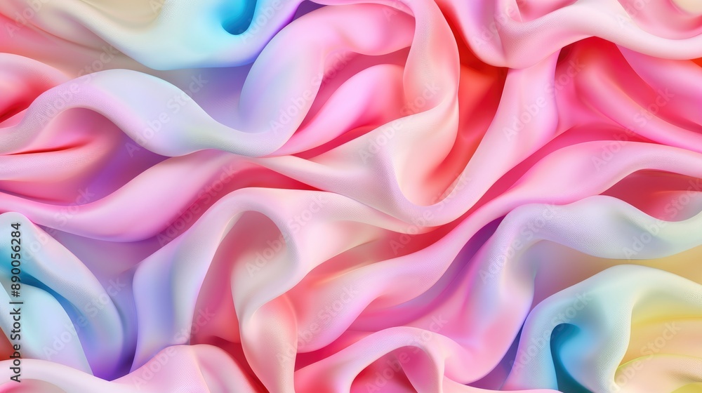 Poster Seamless pattern of wavy lines and curves in soothing colors