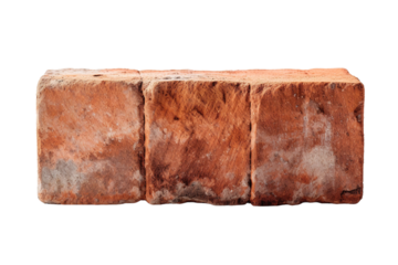 A Single Brick, Weathered and Worn, Stands Against a Blank Canvas on a Clear PNG or White Background.