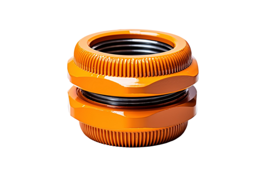 A Vibrant Orange Electrical Connector Stands Proudly Against a Crisp White Background on a Clear PNG or White Background.