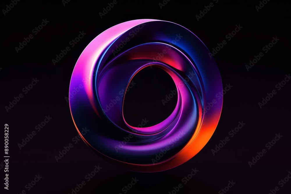 Leinwandbilder An abstract sphere with vibrant neon colors swirling around, creating a futuristic and dynamic glowing effect, perfect for digital art and design