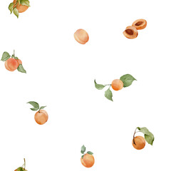 Watercolor seamless pattern with apricots
