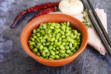Bowl of delicious edamame beans