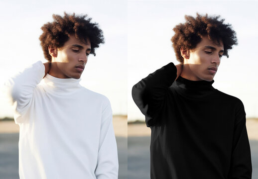 Apparel Men Turtleneck Mockup With Generative AI
