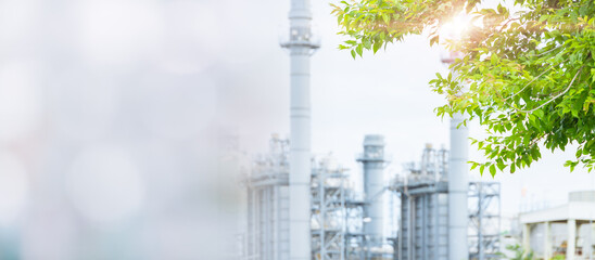 Obraz premium Green Industry Eco Power Factory Good environment ozone air low carbon footprint wide for banner with copy space.