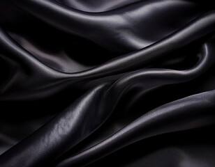 Fototapeta premium Elegant Black Silk Fabric Texture with a Shiny, Luxurious Surface