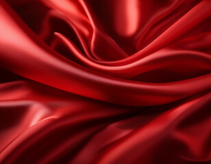 Obraz premium Bright Red Silk Texture with Rich Color and Delicate Light Reflections