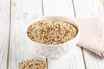 Raw dry quinoa cereal grain