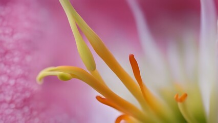 Fototapeta premium Flower Stamen and Pistil: A macro shot of the central parts of a flower, highlighting the stamen and pistil.