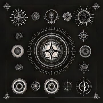 Mysterious Ornate Compass Rose Symbolism