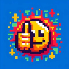 Fototapeta premium colorful cartoon image of smiling orange ball pixel