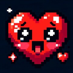 pixel art pixel heart with glassy eyes