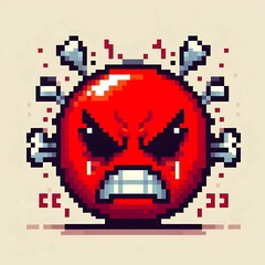 Fototapeta premium cartoon image of a red angry emoji