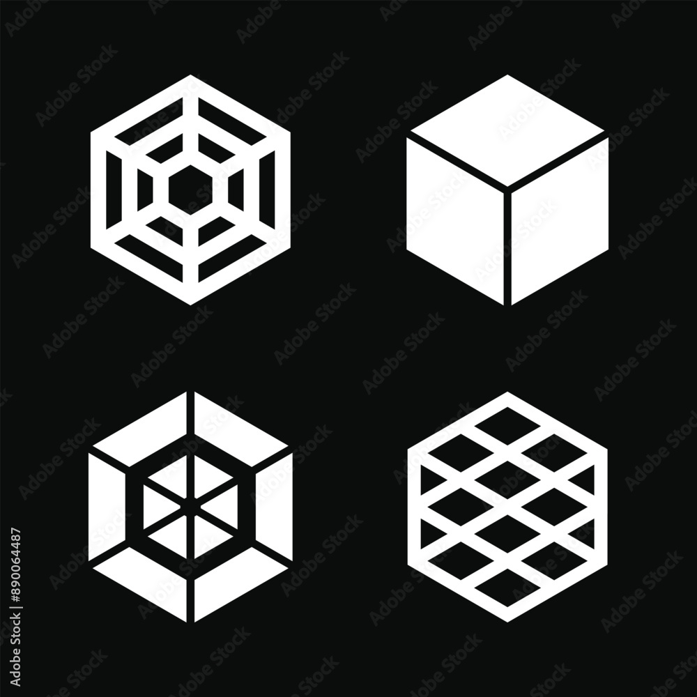 Sticker Set of modern line logo designs creative geometric shapes. Premium Vector