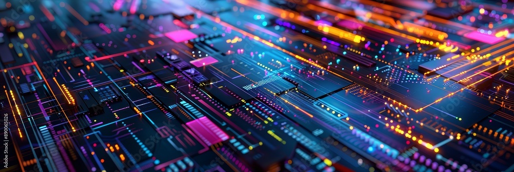 Poster abstract digital technology background - this image represents the interconnectedness of technology,