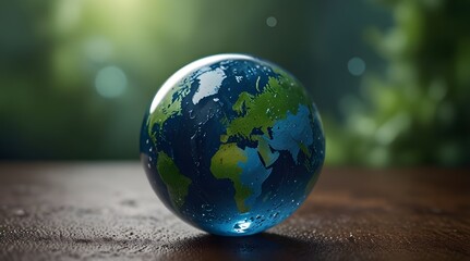 Earth Day. Planet mother earth globe. World in a droplet of water. Background wallpaper. generative.ai