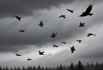 birds flying in the sky