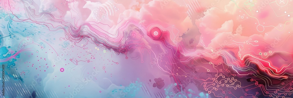 Poster abstract watercolor background with pink and blue swirls - this abstract watercolor background featu